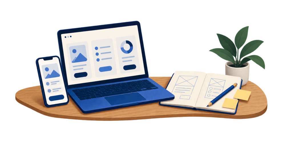 A computer, sketches and tools for bringing an idea to life